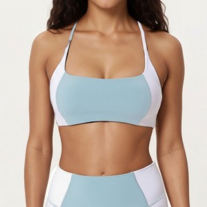 Anna-Kaci Active Women's Square Neck Colorblock Sports Bra with Spaghetti Straps and Stretch Fit Fabric - 1 of 4