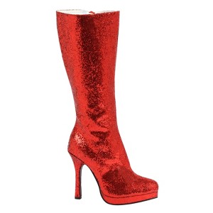 Halloween Red Glitter Costume Boots 8, Women