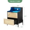 Rattan Nightstand with Charging Station, Wooden Accent End Table with 2 Drawers, Sofa Side Table for Living Room Bedroom - 2 of 4