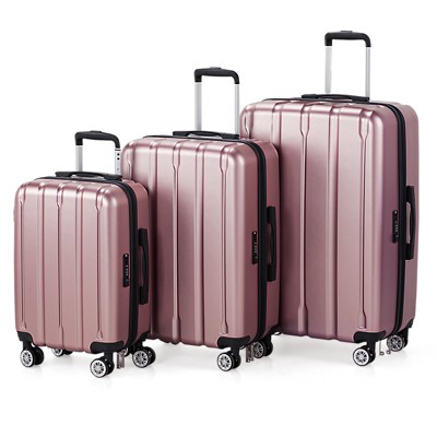 KTMBDW Luggage Set of 3 Hardside Suitcase Sets with TSA Lock, 4 Spinner Wheels, ABS Lightweight Trolley Travel Case for Business Trip,Smoky (20/24/28)