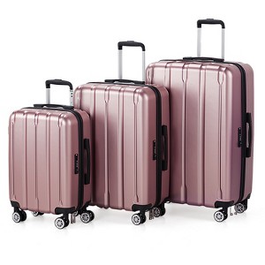 KTMBDW Luggage Set of 3 Hardside Suitcase Sets with TSA Lock, 4 Spinner Wheels, ABS Lightweight Trolley Travel Case for Business Trip,Smoky (20/24/28) - 1 of 4
