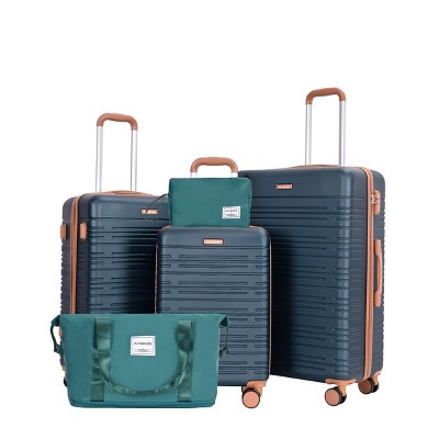 5-Piece Luggage Sets,20''24''28''Luggage+A Travel Bag+A Toiletry Bag,ABS Spinner Wheel Luggage With TSA Lock,Carry On Suitcase-Cuddlewood