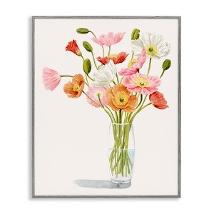 Stupell Industries Vivid Poppies Glass Floral Bouquet Arrangement Framed Giclee Art, Gray, 11" x 14" - 1 of 4