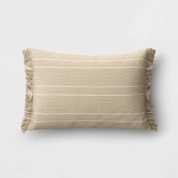 Textured Linen Striped Throw Pillow Neutral - Threshold™