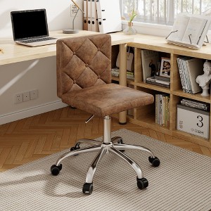 VECELO PU Leather Armless Office Chair, Adjustable Height & 360° Rolling Swivel for Home or Office - 1 of 4