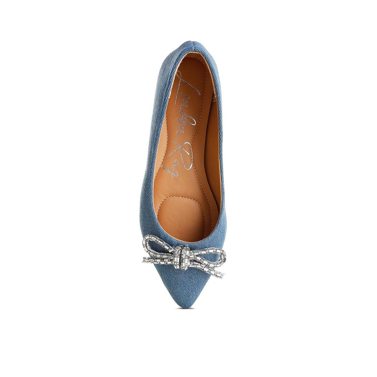 Обувь London Rag Womens Ellerby Embellished Bow Detail Ballet Flats 7 — фото 4