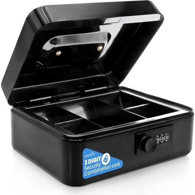 SereneLife Cash Box - Secure, Portable Money Storage - Black