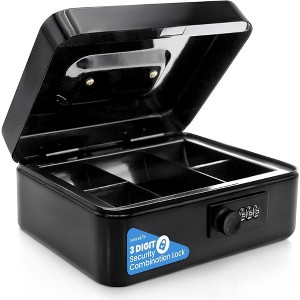 SereneLife Cash Box - Secure, Portable Money Storage - Black - 1 of 4