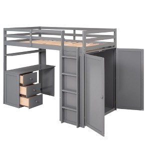 NicBex Twin/Full Loft Bed with Built-in Desk,3 Drawers and Wardrobe for Kids Teens Adults - 1 of 4