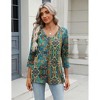 Women's 3/4 Sleeve V-Neck Casual Top Soft Basic Tees Loose Fit Blouse Shirts Business Work - 3 of 4