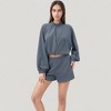 Anna-Kaci Active Women's Long Sleeve Woven Lounge Top with Half Zip Front, Elastic Hem, and Relaxed Draped Fit - 2 of 4