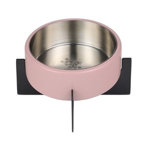 THE LICKER STORE Intersecta Small/Medium Concrete & Stainless Steel Bowl 16oz (2 Cups) w/ Metal Stand Pet Feeder - 1 of 4