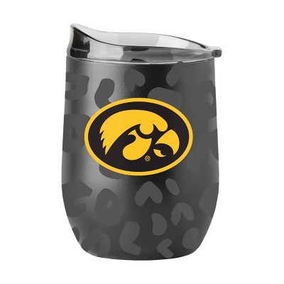 NCAA Iowa Hawkeyes 16oz Black Leopard Stainless Steel Wine Tumbler