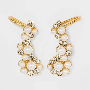 SUGARFIX by BaubleBar Crystal and Pearl Ear Crawlers - Gold