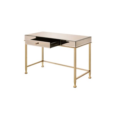 Smoky Mirrored Champagne Writing Desk with Drawer