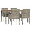 vidaXL Patio Dining Set Outdoor Conversation Set with Cushions Poly Rattan - Gray 59.1" Table Length 4 Piece - 3 of 4