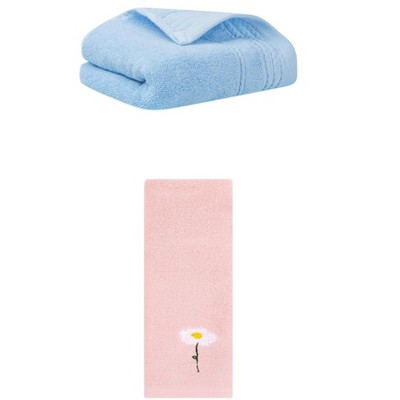 REGALWOVEN Bathroom Soft Absorbent Hand Towel 14" x 30"/13" x 30" 2 Pcs