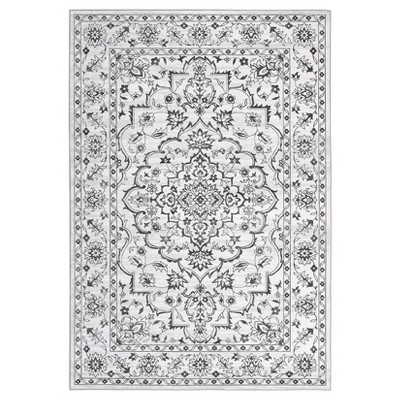 Boho Area Rugs, Modern Machine Washable Area Rug for Living Room Bedroom, Ultra Thin Low Pile Floral Rug, Soft Carpet with Non Slip Backing
