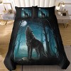 Hachikiko Moon Wolf Duvet  - 3Pc Watercolor Forest Bedding, Ultra-Soft Microfiber - 2 of 4