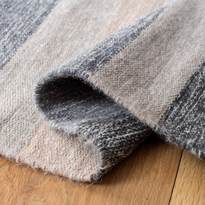 Handwoven Striped Kilim 8' x 10' Gray Wool-Cotton Rug