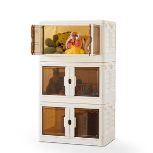 DOMETOUR Stackable Plastic Storage Bins with Lids Foldable Storage Boxes for Living Room - 1 of 4
