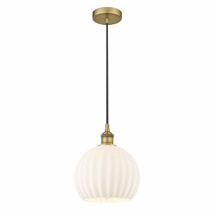 White Venetian - 1 Light Cord Hung Mini Pendant In Modern Style-11.75 Inches Tall and 10 Inches Wide - 1 of 1