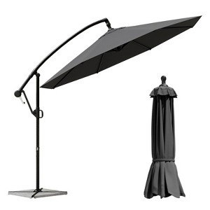 FONTOI 360° Rotation Outdoor Umbrella with Crank Handle, Rectangular Market Umbrella with 8 Ribs for Patio, Backyard, Gray, 114.17"*81.49"*114.17" - 1 of 4