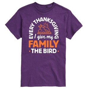 Men's - Instant Message - Every Thanksgiving Give My Family Bird Short Sleeve Graphic T-Shirt - 1 of 4