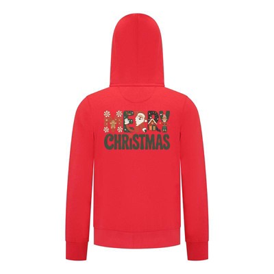 Everyday Kids Christmas Collection Merry Christmas Zip Up Hoodie – Holiday Sweatshirt - Red