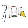 rinbow colour interesting three swingset with Textilene swing and Tree Swing Disc metal plastic safe swing seat 550lbs for outdoor playground - 3 of 4