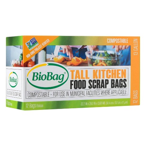 Biobag Tall Kitchen Compostable Food Trash Bags - 12ct/13 Gallon