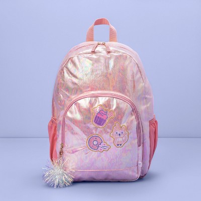 Kids' Backpack Pink Iridescent with Patches - More Than Magic™