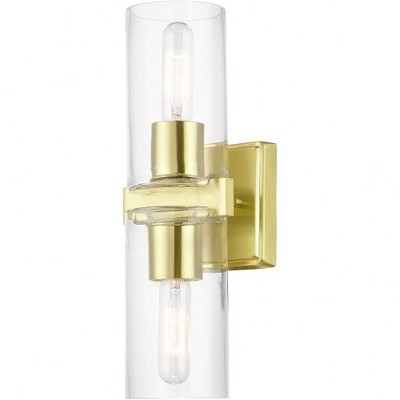 Clarion Satin Brass 2-Light Vanity Sconce with Clear Glass