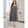 Women's Plus Size V Neck Spaghetti Strap Sleeveless Chemise Nightdress - Agnes Orinda - 3 of 4