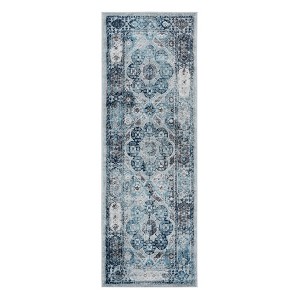 Ivory Blue And Gray Medallion Area Rug - 1 of 4