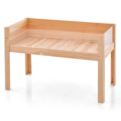 31" Natural Fir Wood Raised Garden Bed with Acrylic Panels