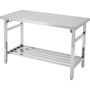 Stainless Steel Foldable Double Layer Workbench, Stainless Steel Table for Prep Work, 24 x 59 Inches, Commercial Kitchen, Restaurant, Hotel and Garage - 1 of 4