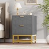 Nightstand, Modern 2 Drawer Dresser for Bedroom, Large End Side Table Bedside Table with 2 Drawers, Wooden Night Stand with Metal Legs for Bedroom - 2 of 4