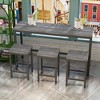 Oversart Modern Design Kitchen Dining Table, Pub Table, Long Dining Table Set with 3 Stools, Easy Assembly, Gray (Same SKU:W75753845) - 4 of 4