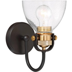 Minka Lavery Modern Wall Light Sconce Lustrous Bronze Hardwired 6 1/2" Fixture Clear Seedy Glass Shade for Bedroom Bathroom Vanity - 1 of 3