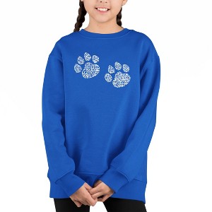 LA Pop Art Meow Cat Prints - Girl's Word Art Crewneck Sweatshirt - 1 of 3