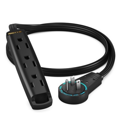 360 Degree Rotating Flat Extension Cord, 3-Outlet 1-Sided, 16 AWG