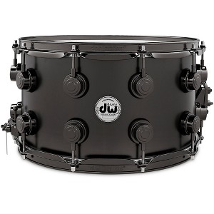 DW Collector's Series Satin Black Over Brass Snare Drum With Black Nickel Hardware - 1 of 4