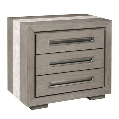 Marble Inlay Nightstand Gray - HomeFare