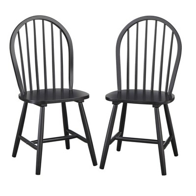 Buylateral Set of 2 Farmhouse Solid Wood Spindle Windsor Dining Chairs