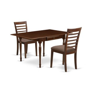 HomeStock 3-Pc Mahogany Finish Solid Wood Top With Dropleaf Dining Table Set - 1 of 4