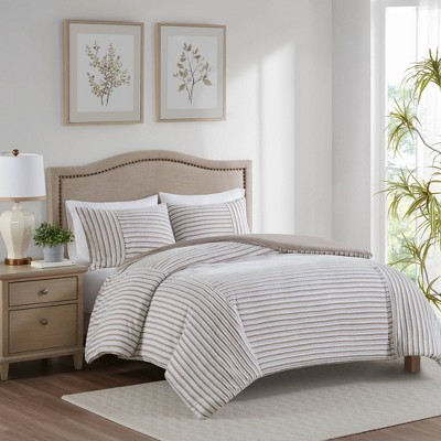 Madison Park 3pc River Clipped Jacquard Duvet Cover Set Off-White