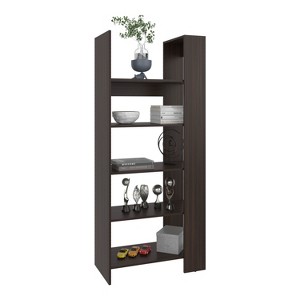 Vynxaria Modern 5-Shelf Bookcase Dark Walnut, Sturdy Engineered Wood, Dimensions H67.3xW28.6xD15.3 - 1 of 4