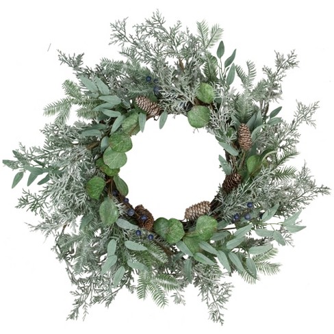 Northlight Frosted Green Mixed Foliage And Blueberries Artificial ...