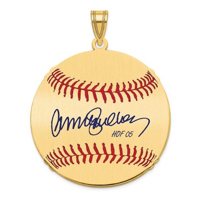 Black Bow Jewelry 14K Gold Plated Ryne Sandberg Signature LG Enamel Baseball Pendant